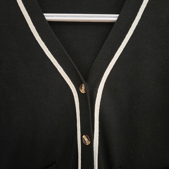 Black V-Neck Cardigan Sweater - Picture 3 of 4